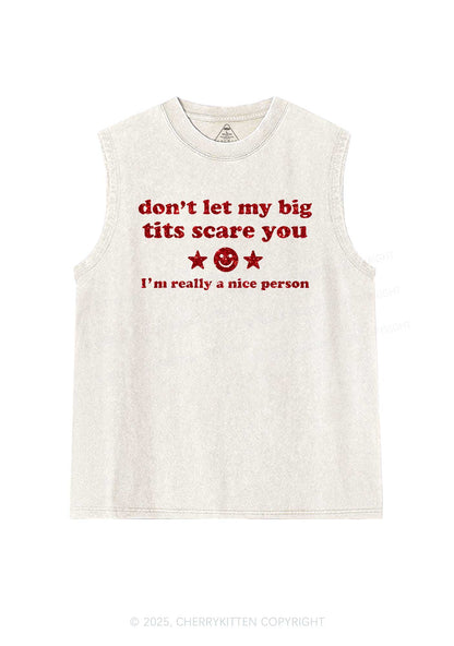 Glitter Dont Let My Big Txts Scare You Y2K Washed Muscle Tank Cherrykitten