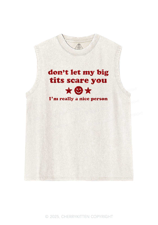 Glitter Dont Let My Big Txts Scare You Y2K Washed Muscle Tank Cherrykitten