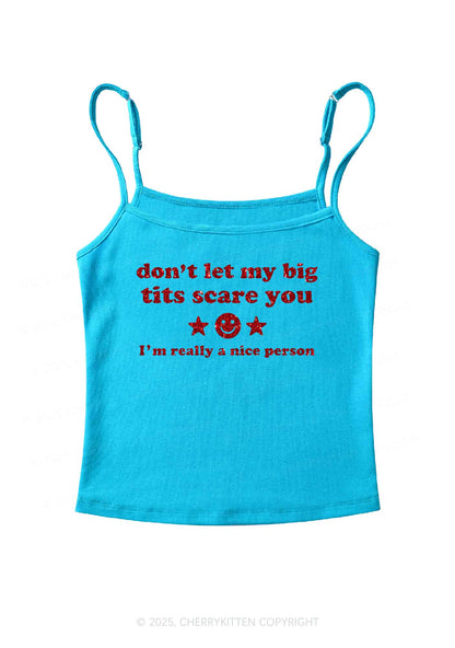 Glitter Dont Let My Big Txts Scare You Y2K Spaghetti Strap Cami Cherrykitten