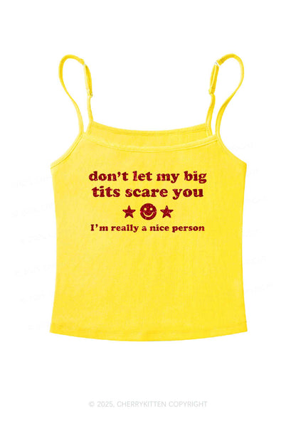 Glitter Dont Let My Big Txts Scare You Y2K Spaghetti Strap Cami Cherrykitten