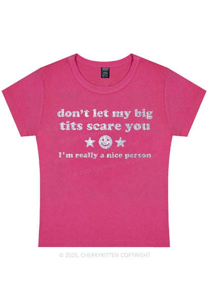Glitter Dont Let My Big Txts Scare You Y2K Baby Tee Cherrykitten