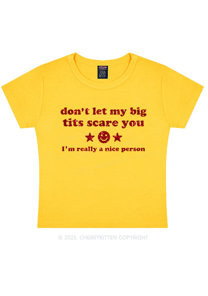 Glitter Dont Let My Big Txts Scare You Y2K Baby Tee Cherrykitten