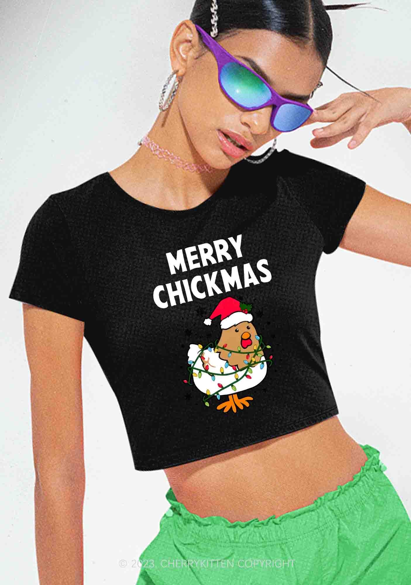 Merry Chickmas Snowflakes Christmas Y2K Baby Tee Cherrykitten
