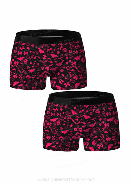 Chains And Bats Valentine's Day Y2K Print Couples Boxer Briefs Set Cherrykitten
