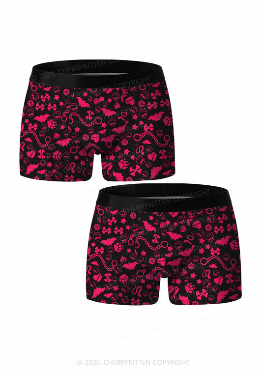 Chains And Bats Valentine's Day Y2K Print Couples Boxer Briefs Set Cherrykitten