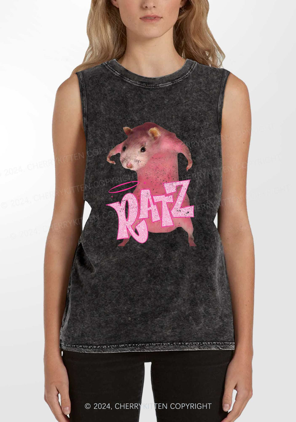 Cherrykitten Pink Ratz Y2K Washed Tank Cherrykitten for Sale