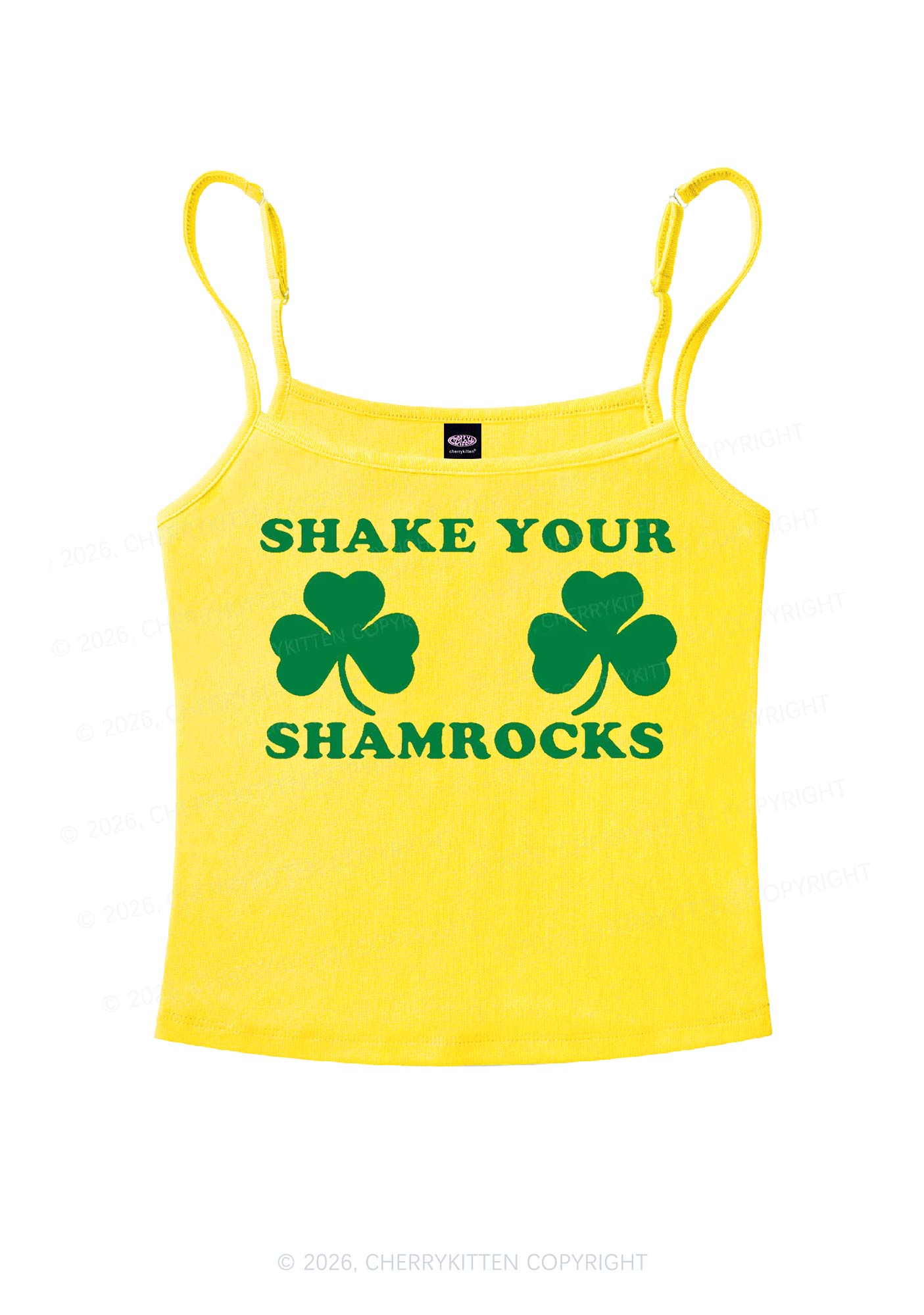 Shake Your Shamrocks St Patricks Y2K Spaghetti Strap Cami Cherrykitten