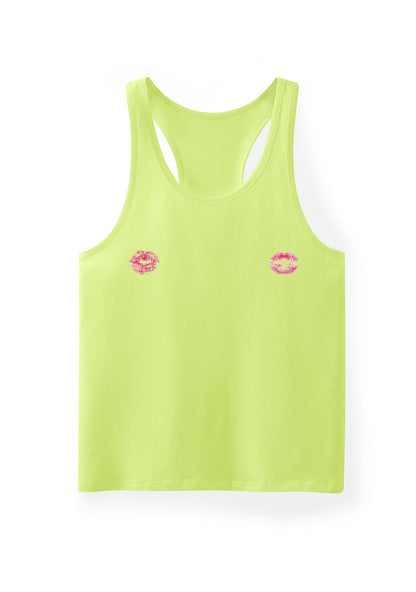 Pink Lips Y2K Men Racerback Tank Top Cherrykitten