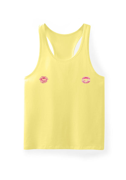 Pink Lips Y2K Men Racerback Tank Top Cherrykitten