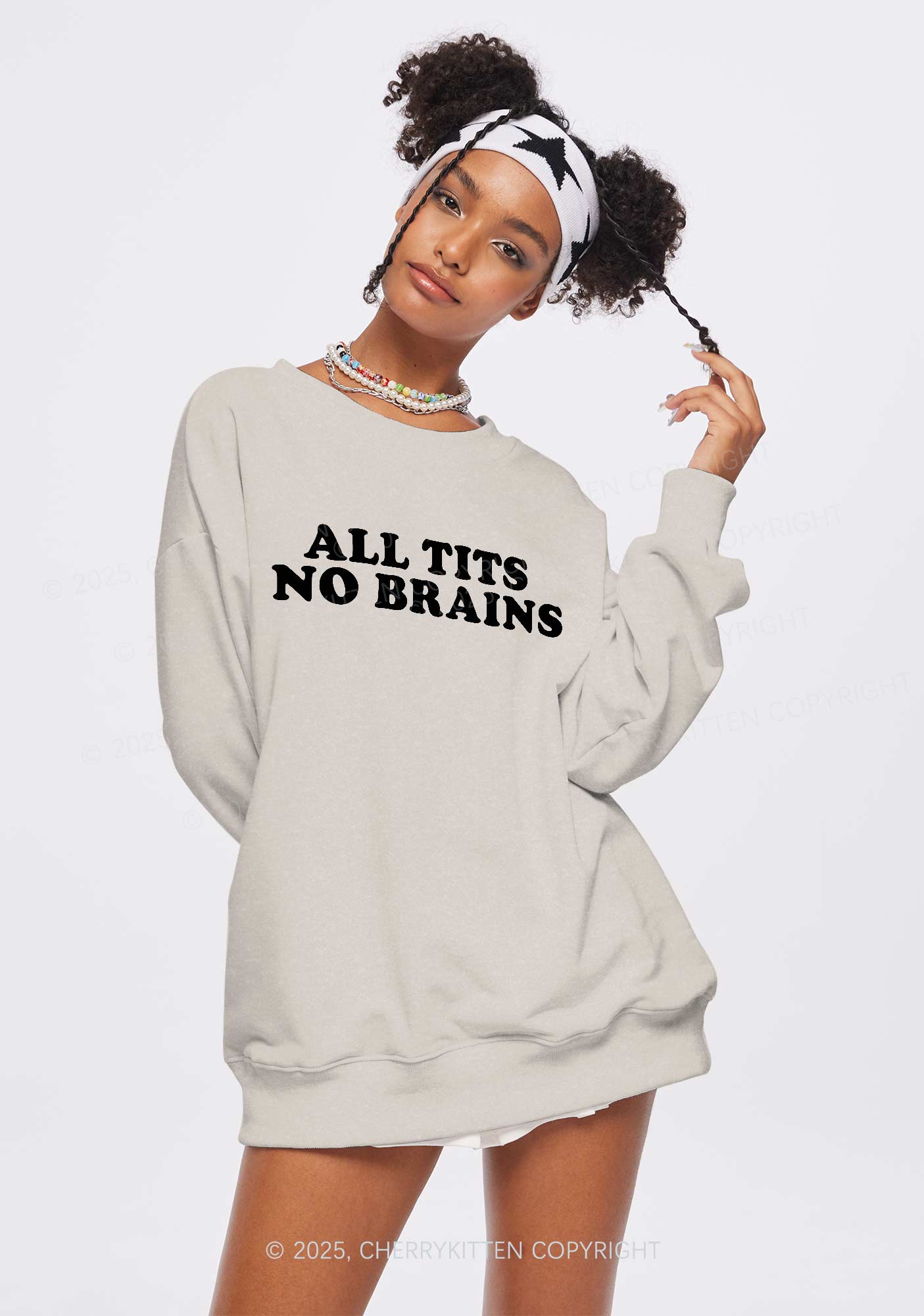 All Txts No Brains Y2K Washed Sweatshirts Cherrykitten
