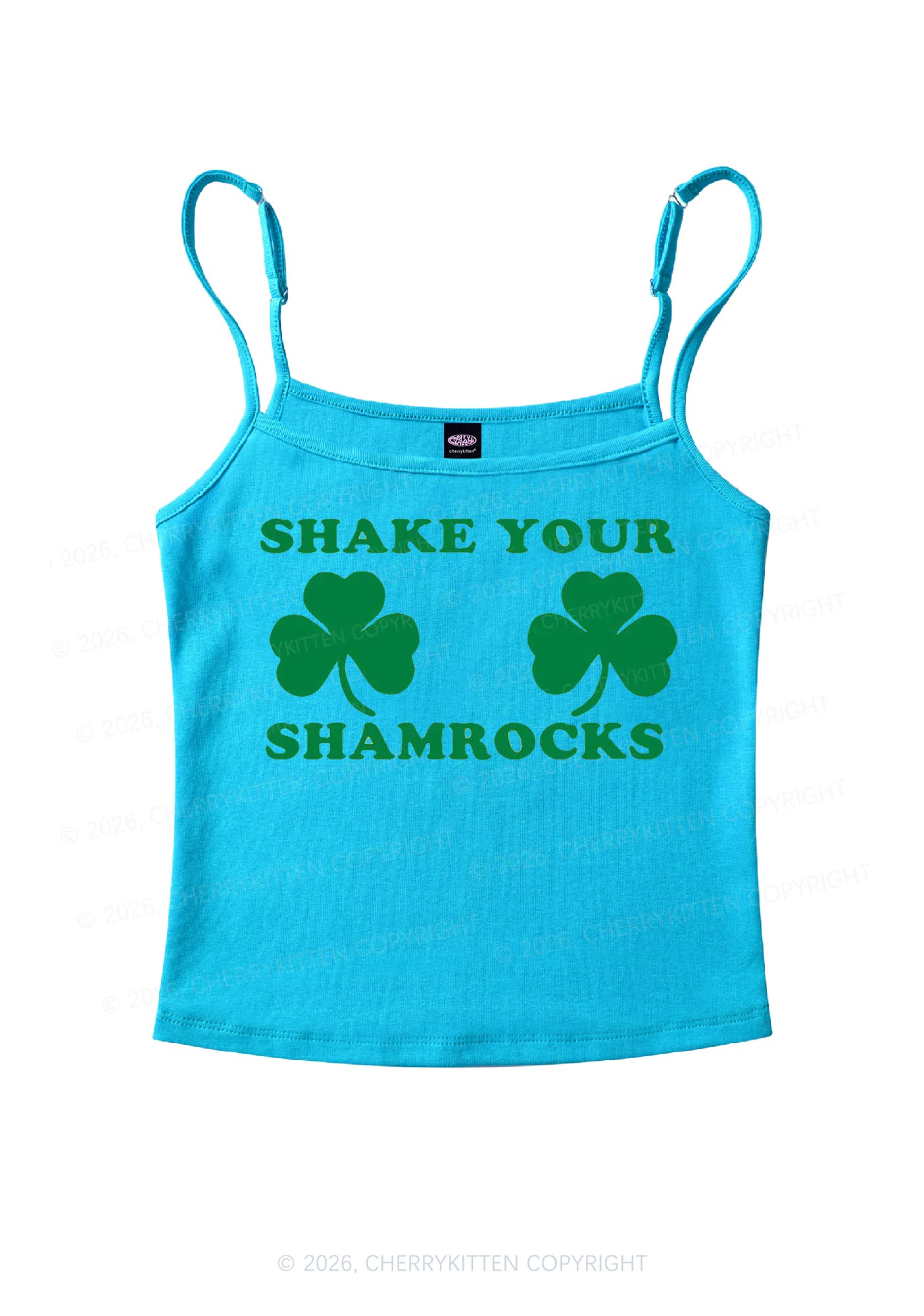 Shake Your Shamrocks St Patricks Y2K Spaghetti Strap Cami Cherrykitten