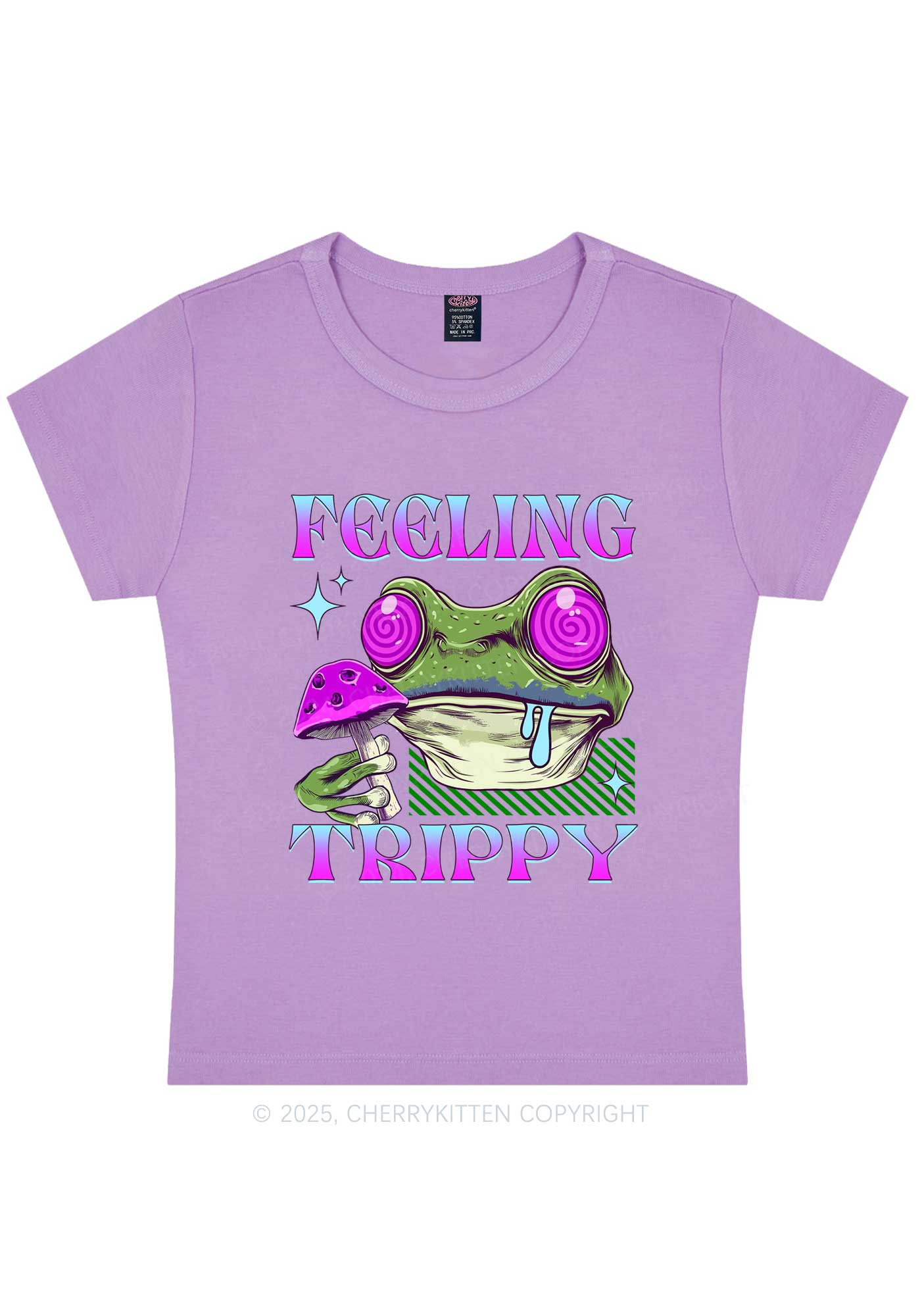 Frog Feeling Trippy Y2K Baby Tee Cherrykitten