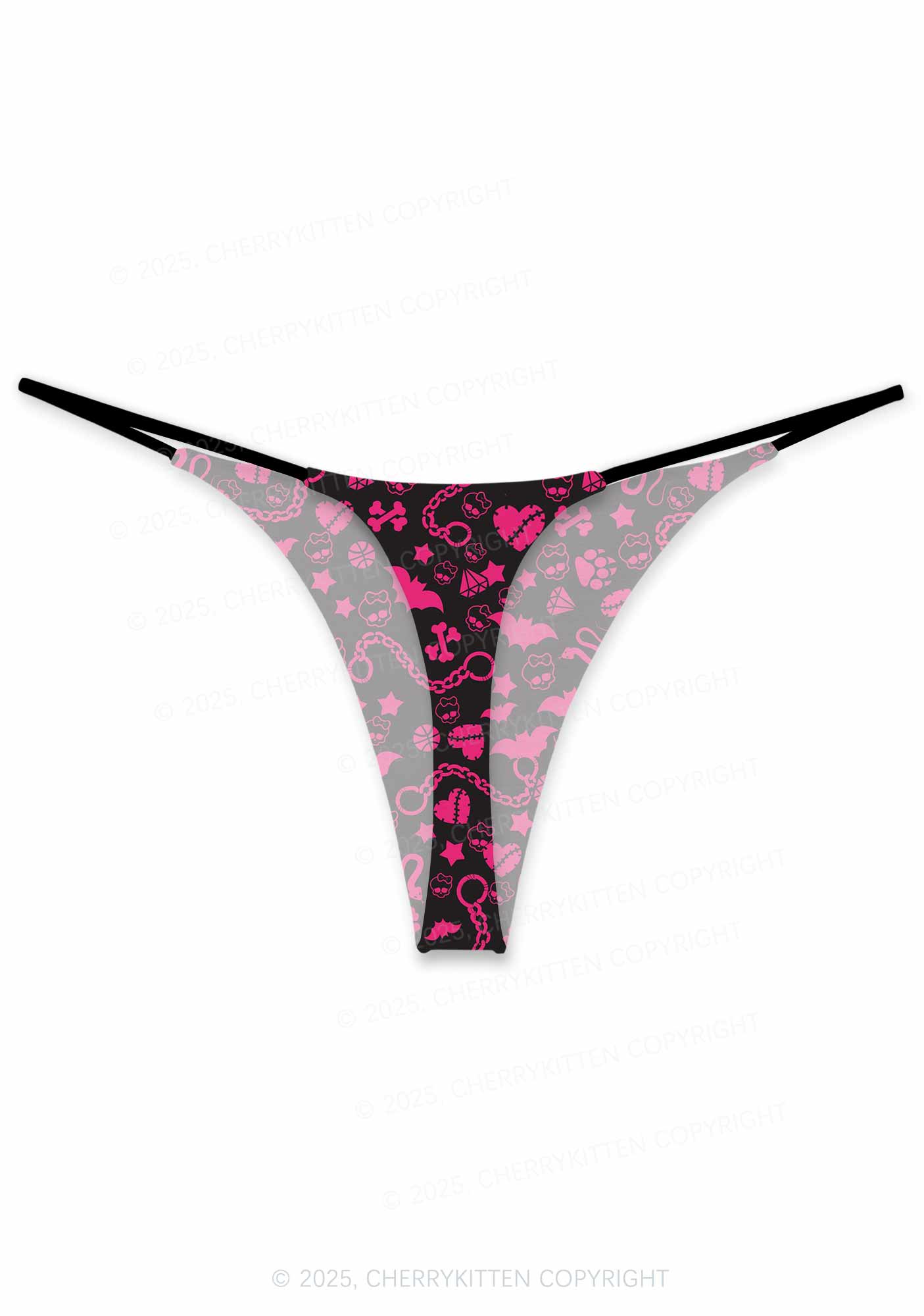 Chains And Bats Valentine's Day Y2K Print Couples Boxer Thong Set Cherrykitten