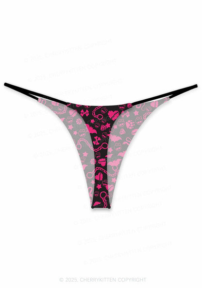 Chains And Bats Valentine's Day Y2K Print Couples Boxer Thong Set Cherrykitten