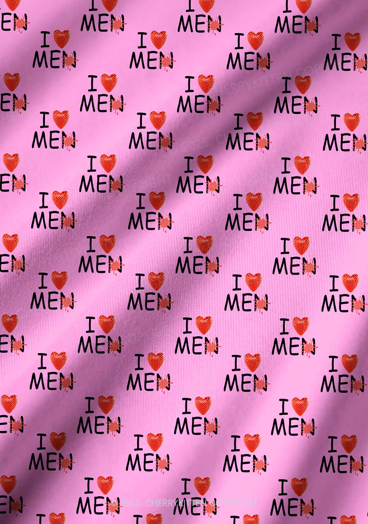 Love Me Not Men Pink Valentine's Day Y2K Print Long Sleeve Pajama Set Cherrykitten