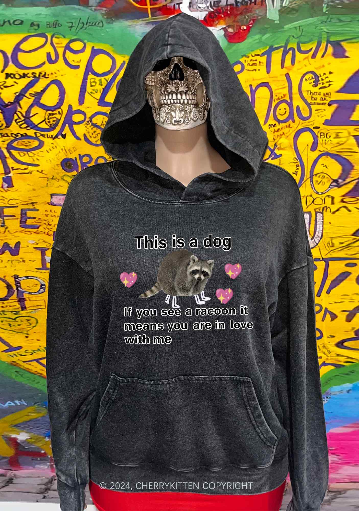 You Are In Love With Me Y2K Washed Hoodie Cherrykitten