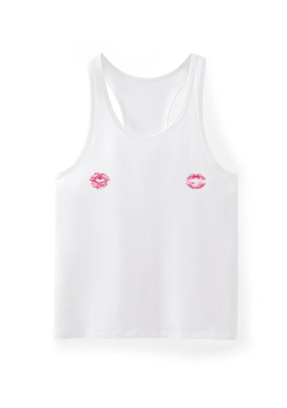 Pink Lips Y2K Men Racerback Tank Top Cherrykitten