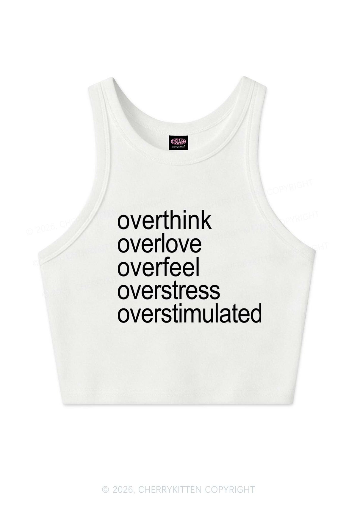 Overstimulated Slogan Y2K Crop Tank Top Cherrykitten