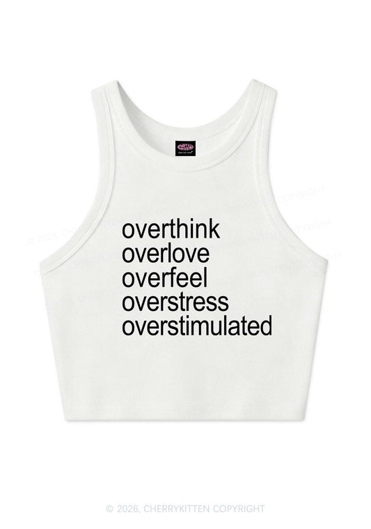 Overstimulated Slogan Y2K Crop Tank Top Cherrykitten
