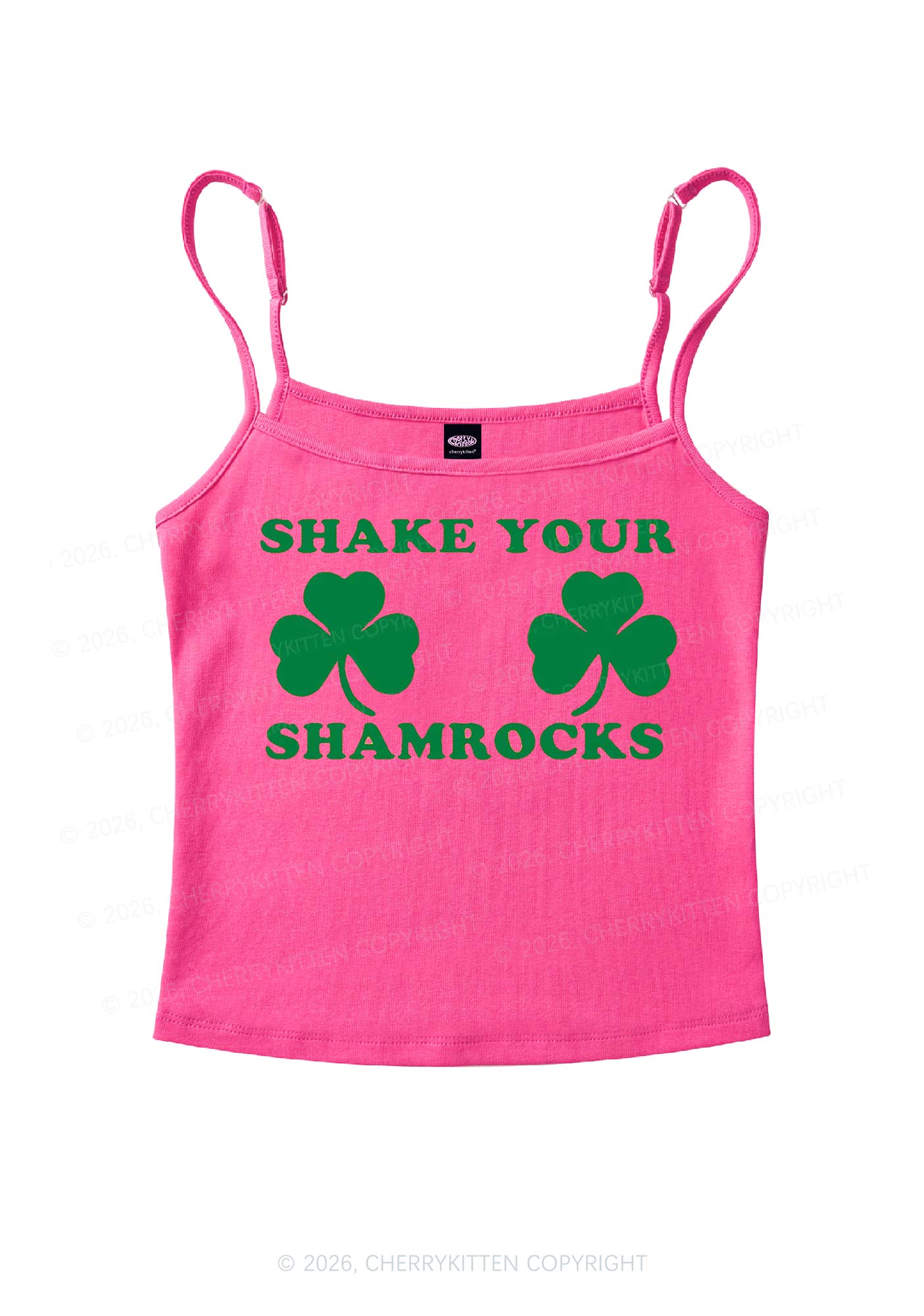 Shake Your Shamrocks St Patricks Y2K Spaghetti Strap Cami Cherrykitten