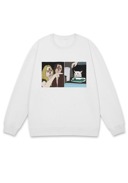 Quarreling Girls And White Cat Y2K Sweatshirt