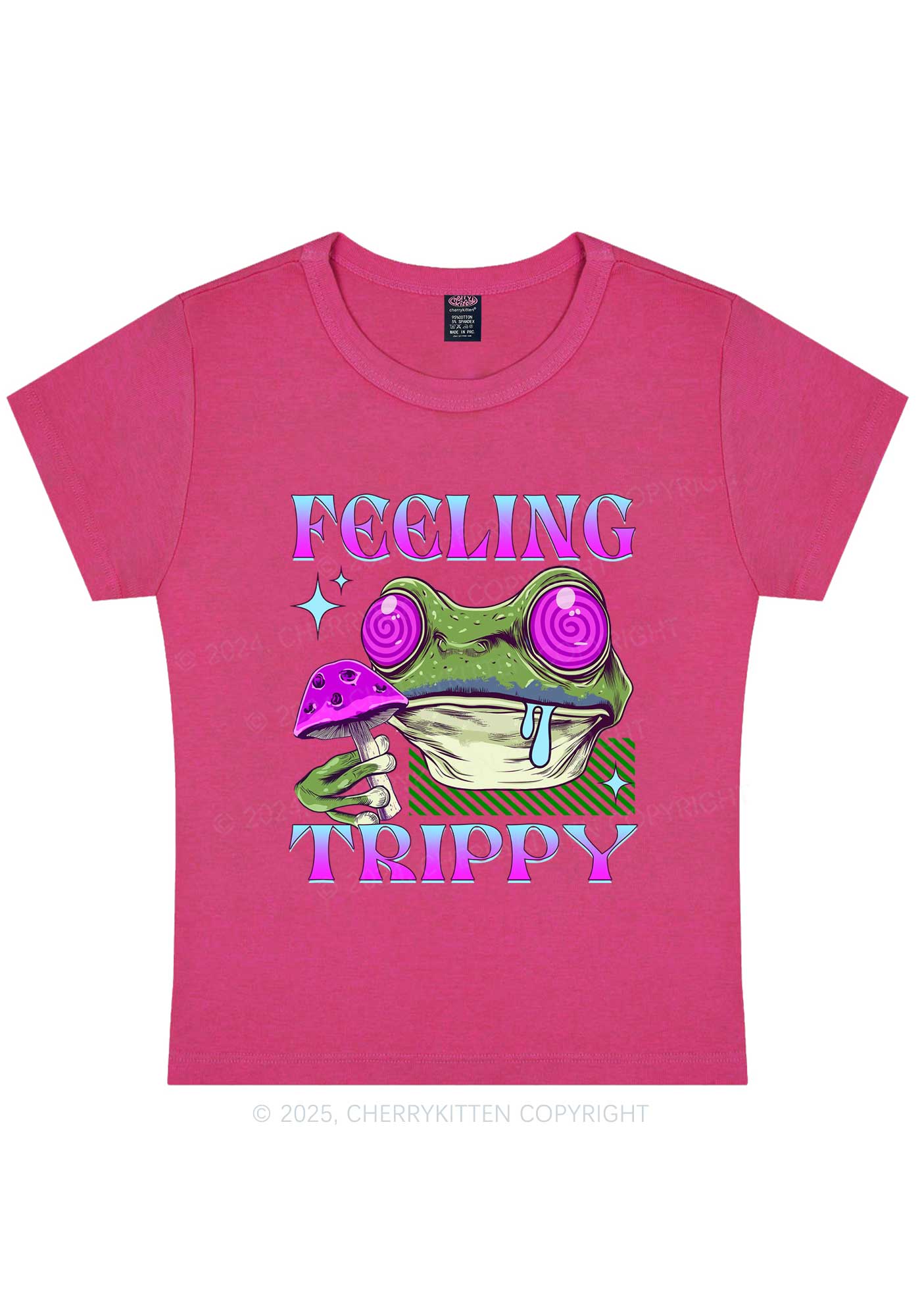 Frog Feeling Trippy Y2K Baby Tee Cherrykitten