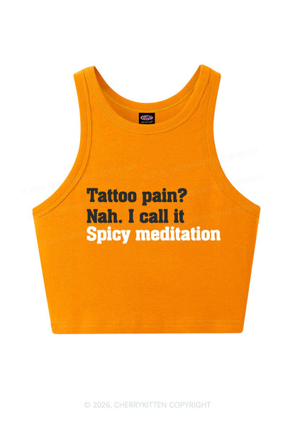 Tattoo Pain Spicy Meditation Y2K Crop Tank Top Cherrykitten