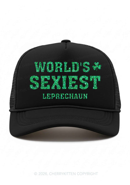 Glitter Worlds Sexiest Leprechaun St Patricks Y2K Trucker Hat Cherrykitten