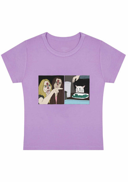 Curvy Quarreling Girls And White Cat Baby Tee