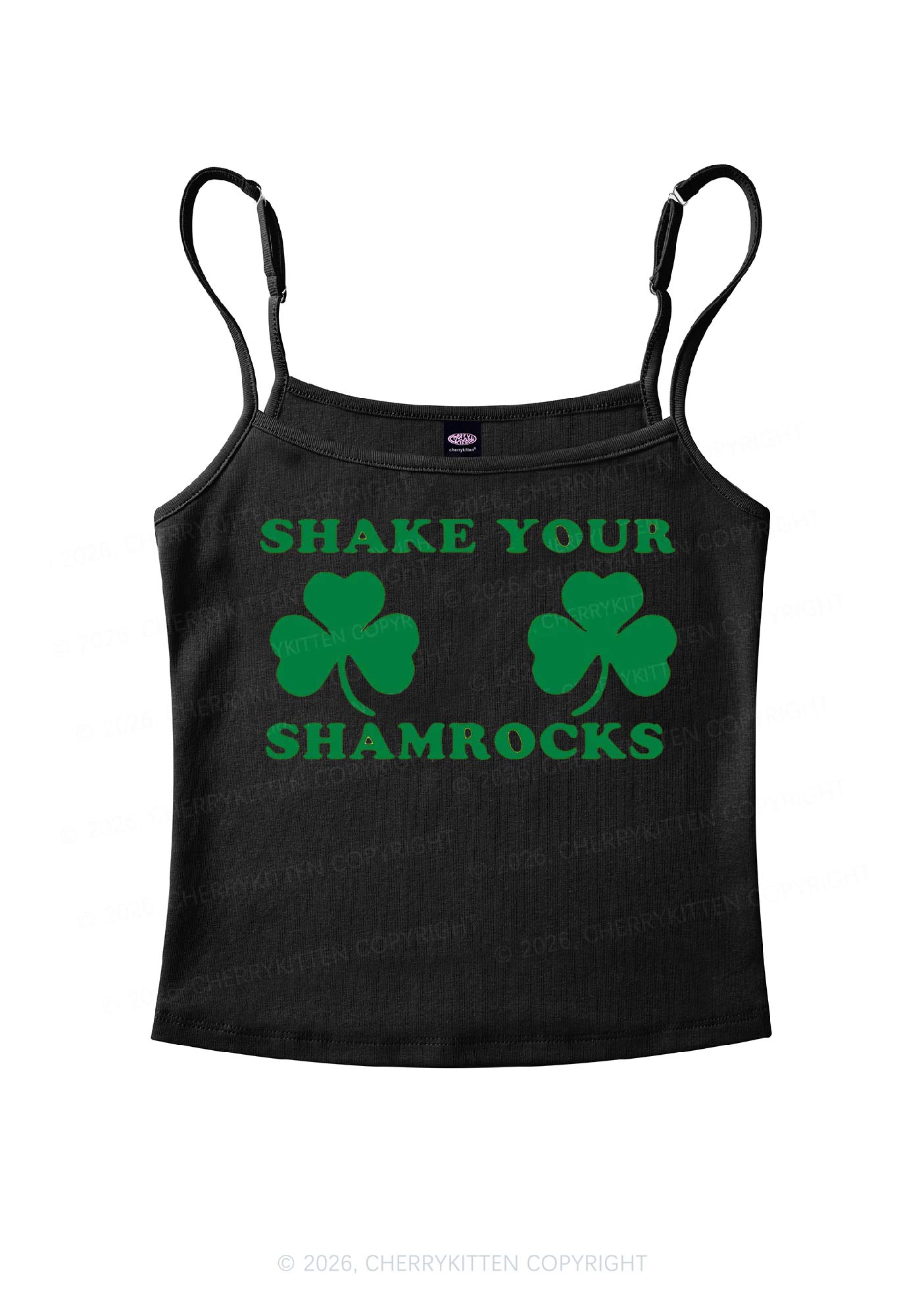 Shake Your Shamrocks St Patricks Y2K Spaghetti Strap Cami Cherrykitten