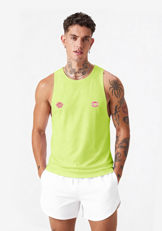 Pink Lips Y2K Men Racerback Tank Top Cherrykitten