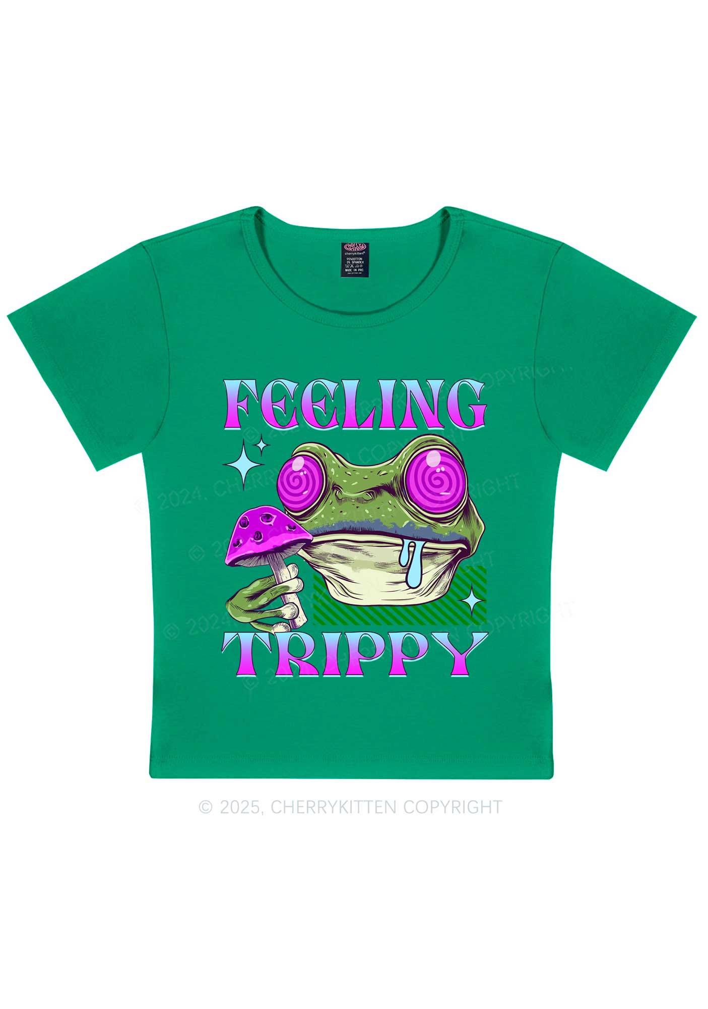 Frog Feeling Trippy Y2K Baby Tee Cherrykitten