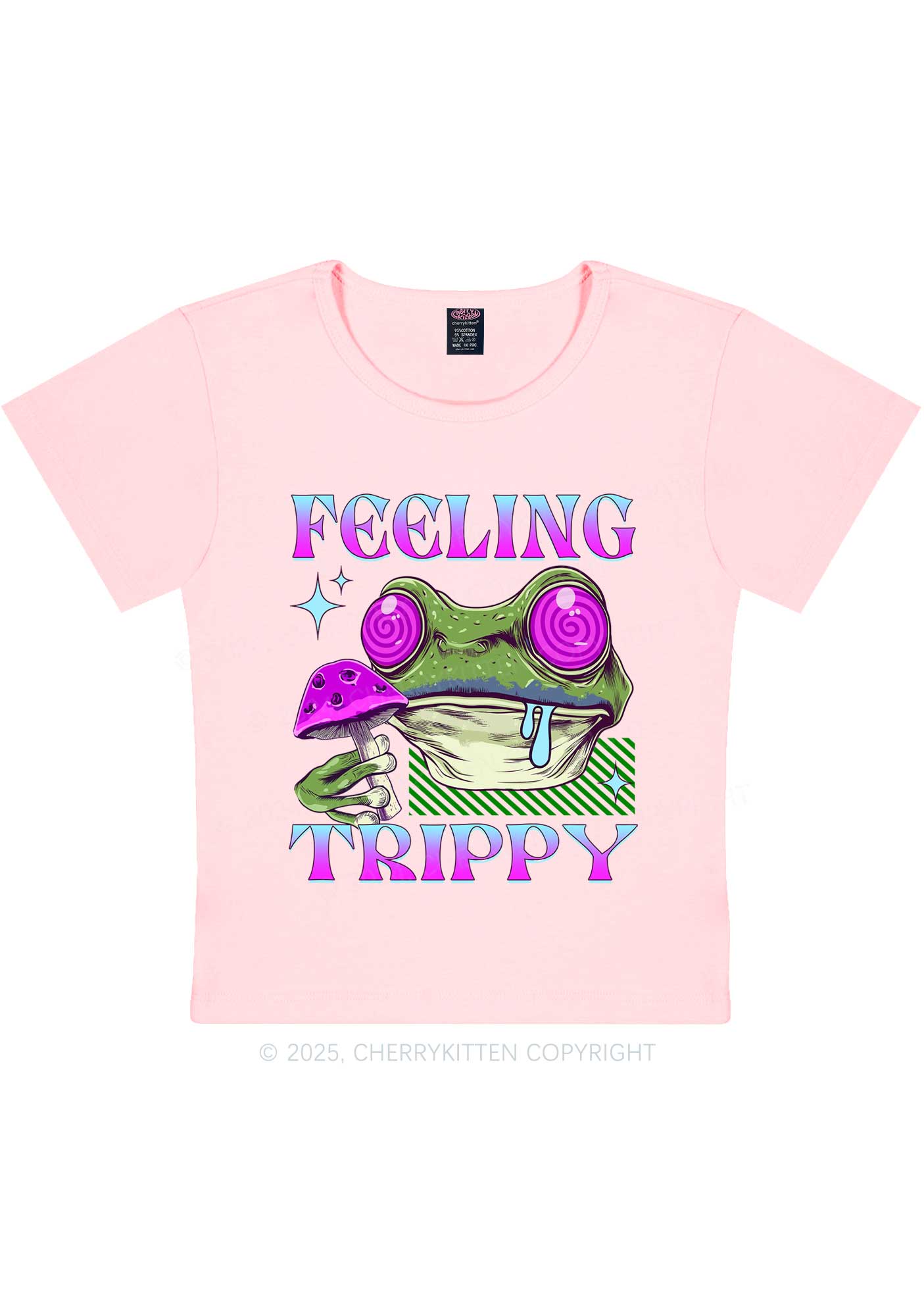 Frog Feeling Trippy Y2K Baby Tee Cherrykitten
