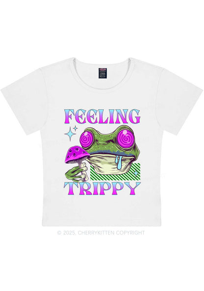 Frog Feeling Trippy Y2K Baby Tee Cherrykitten