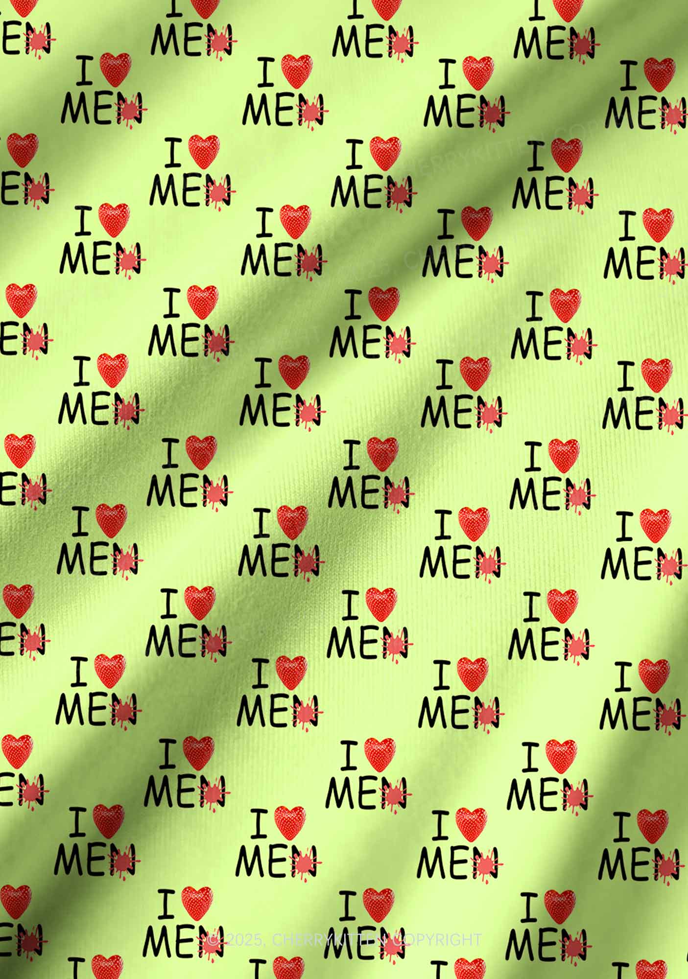 Love Me Not Men Green Valentine's Day Y2K Print Long Sleeve Pajama Set Cherrykitten