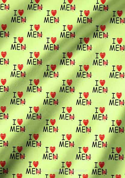 Love Me Not Men Green Valentine's Day Y2K Print Long Sleeve Pajama Set Cherrykitten