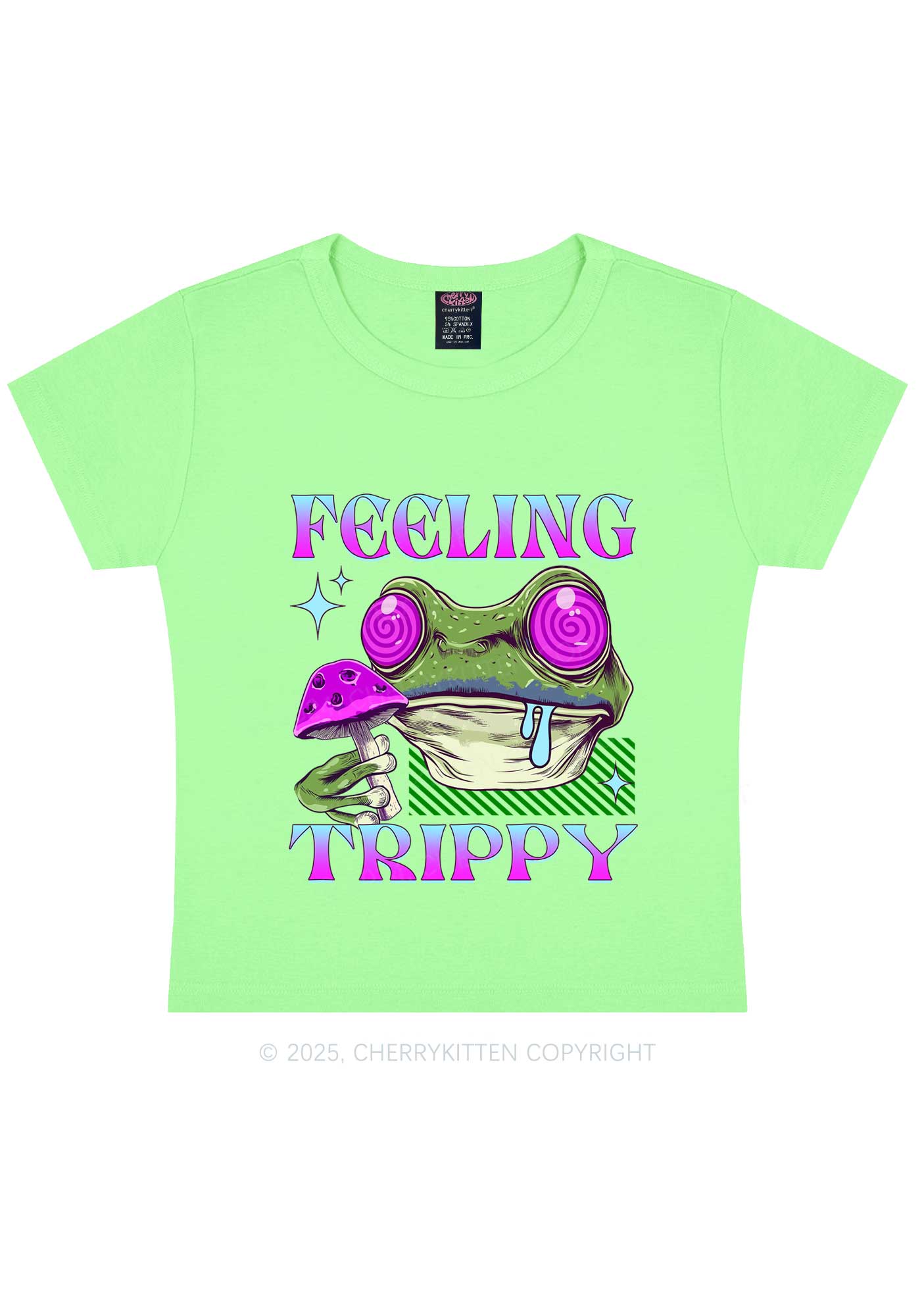 Frog Feeling Trippy Y2K Baby Tee Cherrykitten