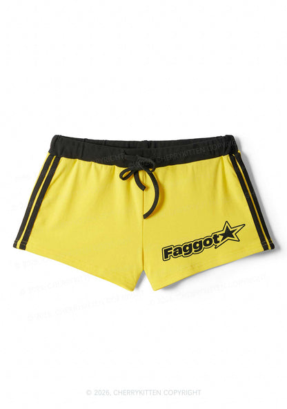 Faggot Star Logo Pride Y2K Drawstring Mini Shorts Cherrykitten