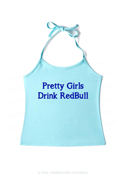 Pretty Girls Drink Red Y2K Halter Neck Cami Cherrykitten