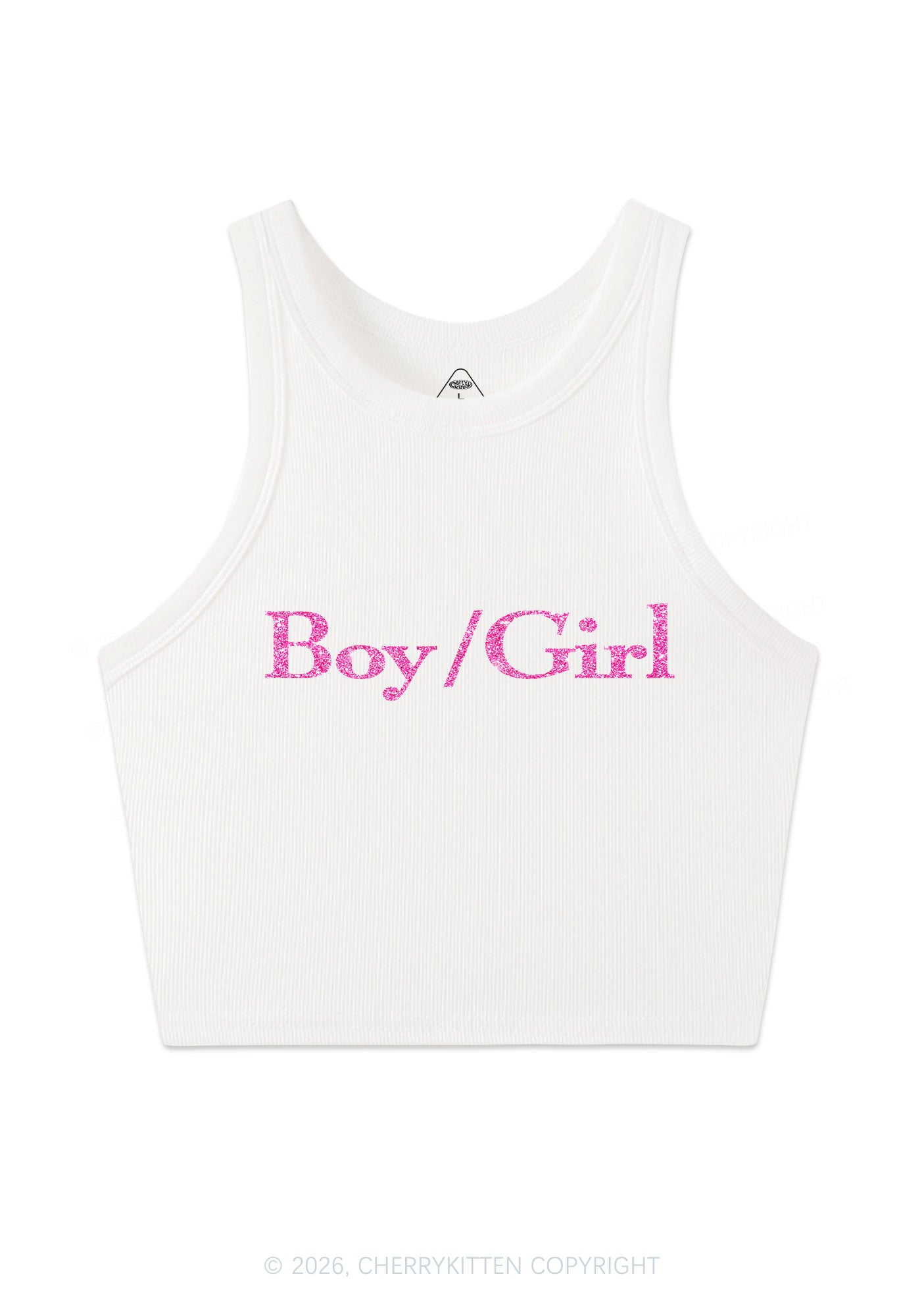 Glitter Boy Or Girl Pride Y2K Crop Tank Top Cherrykitten
