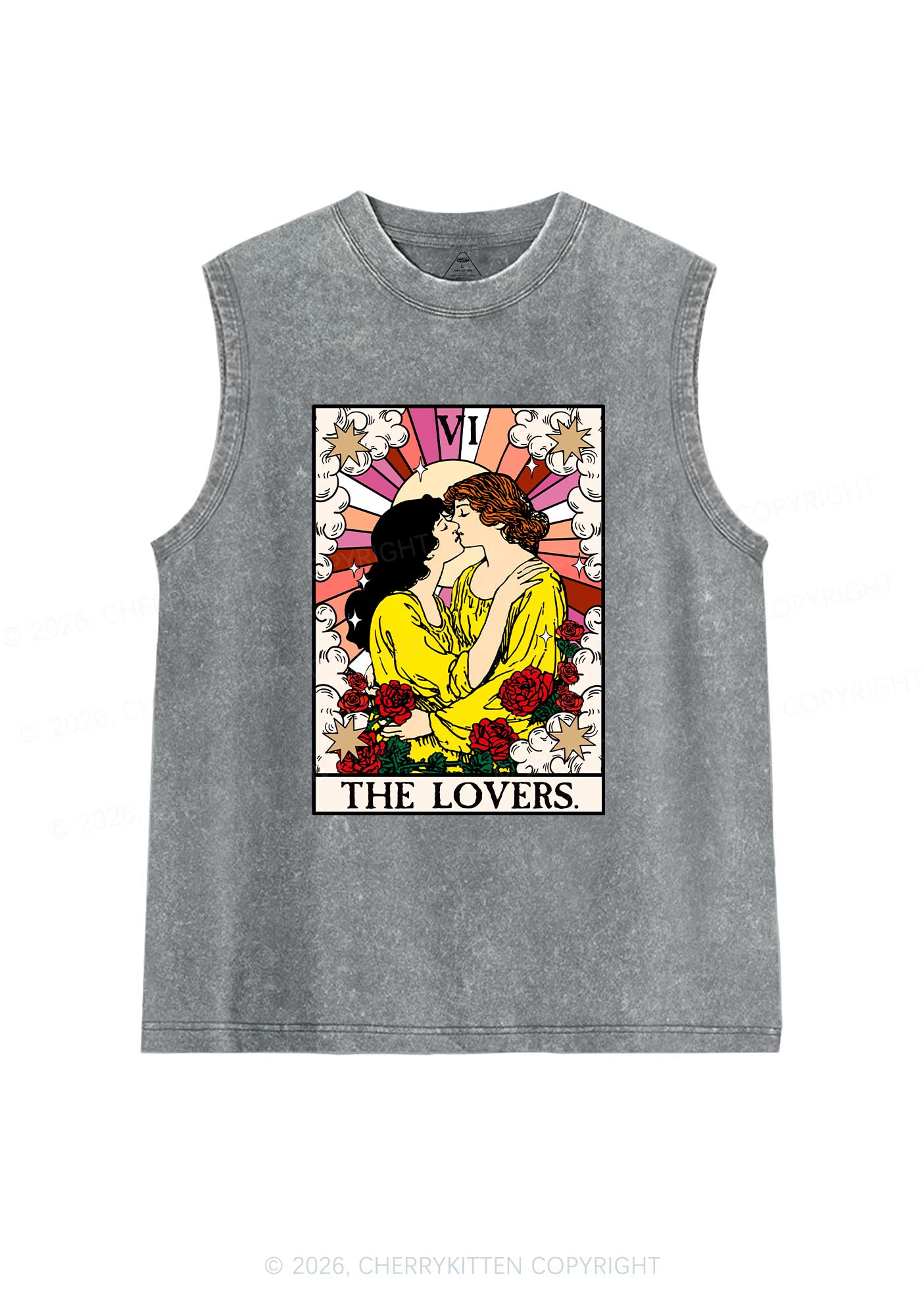 Kissing Lesbians Pride Y2K Washed Muscle Tank Cherrykitten