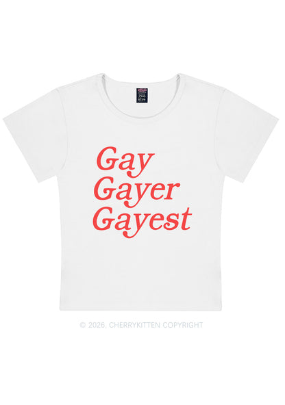 Gay Gayer Gayest Pride Y2K Baby Tee Cherrykitten
