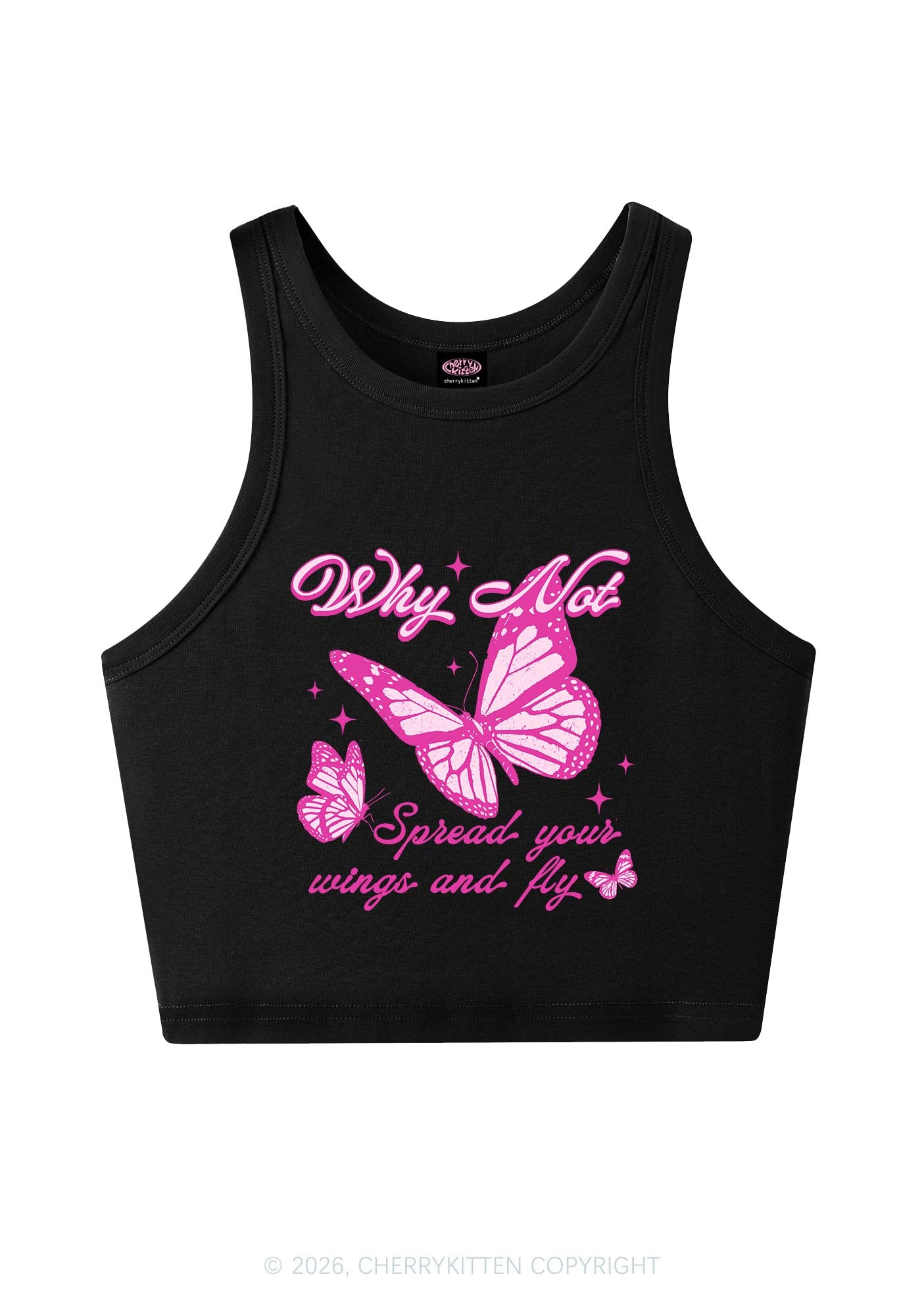 Spread Your Wings And Fly Y2K Crop Tank Top Cherrykitten
