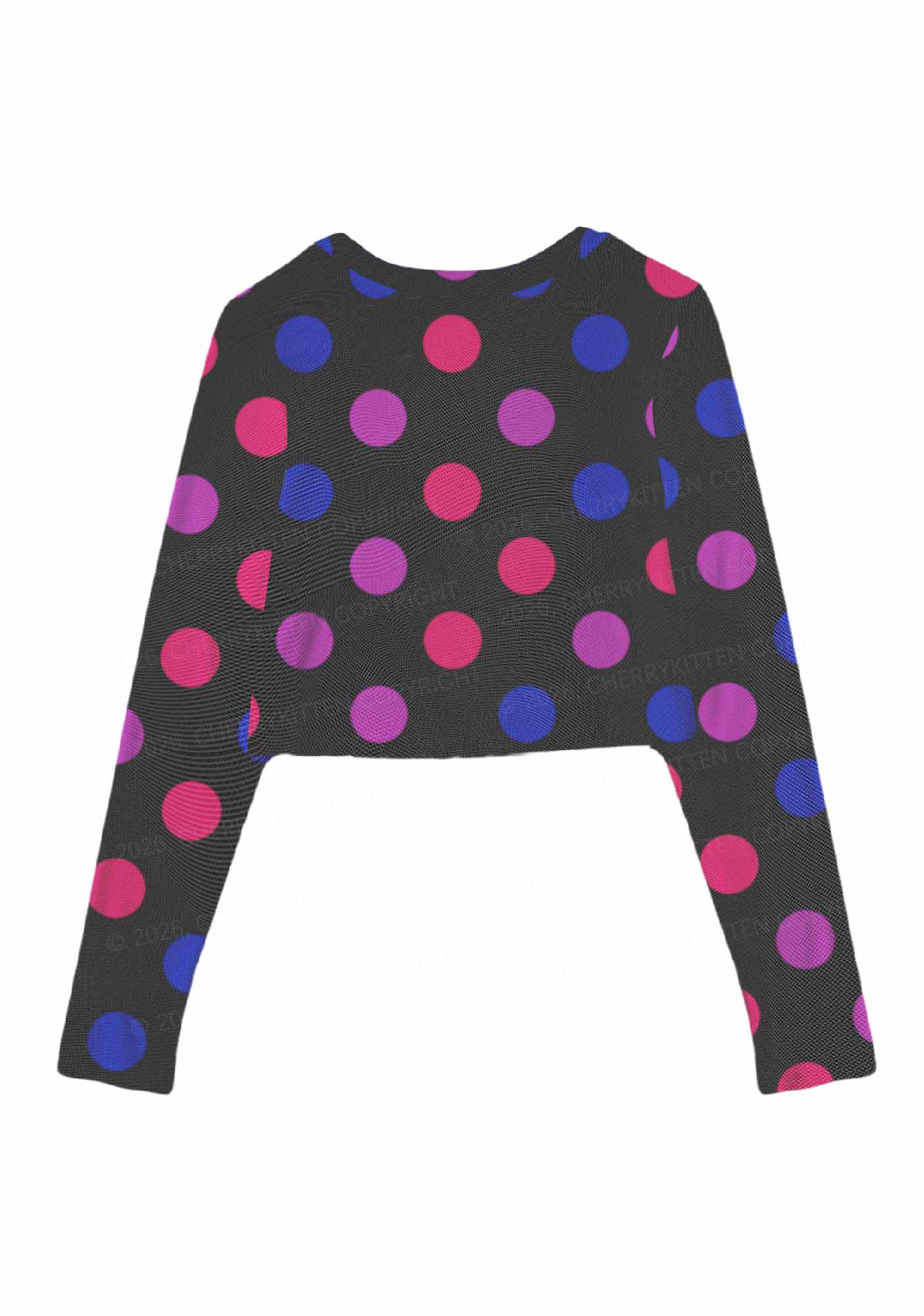 Bisexual Dots On Black Pride Y2K Mesh Long Sleeve Crop Top Cherrykitten