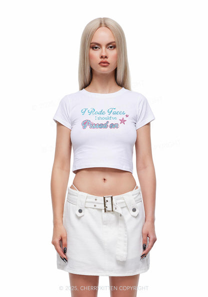 Rhinestone I Rode Faces Y2K Baby Tee Cherrykitten