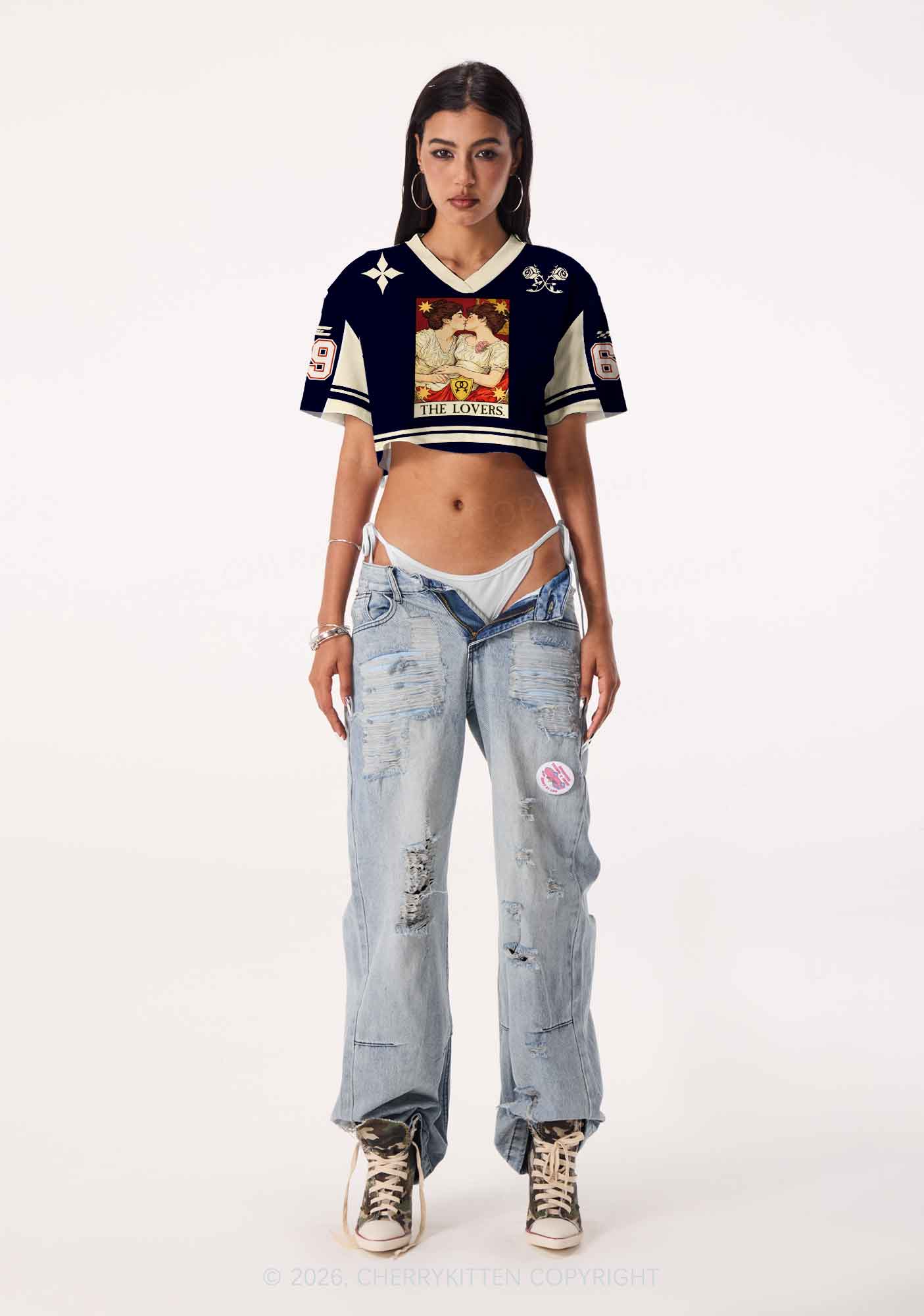 Redhead Women Kissing Pride Y2K Crop Sport Jersey Shirts Cherrykitten