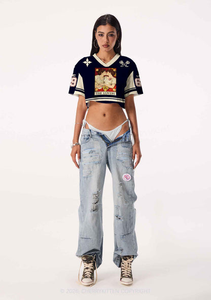 Redhead Women Kissing Pride Y2K Crop Sport Jersey Shirts Cherrykitten