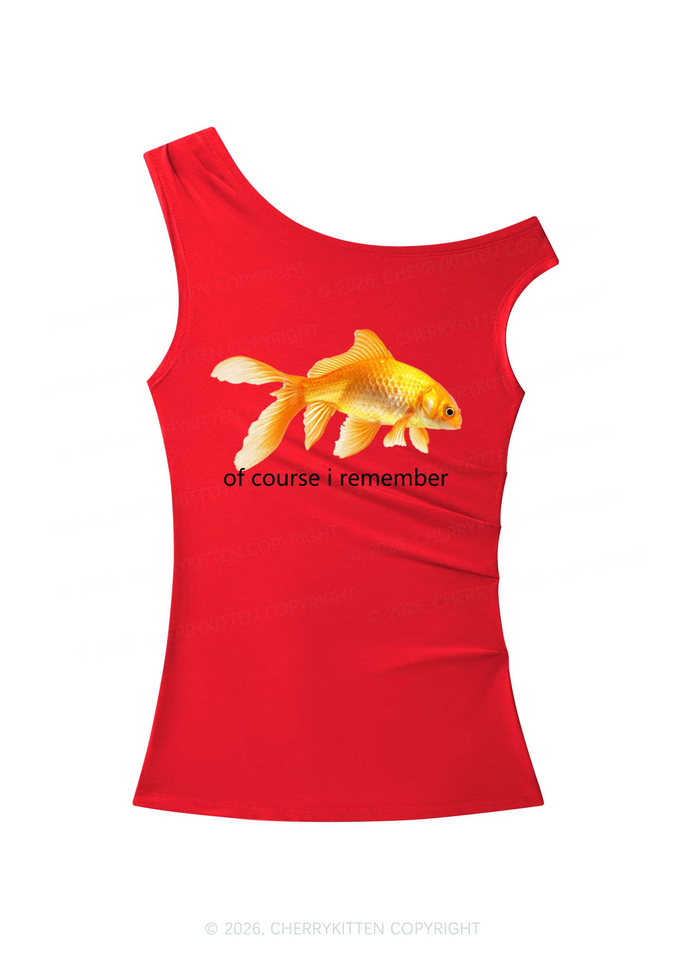 I Remember Goldfish Y2K Off Shoulder Tank Top Cherrykitten