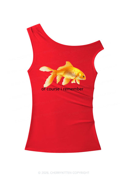 I Remember Goldfish Y2K Off Shoulder Tank Top Cherrykitten