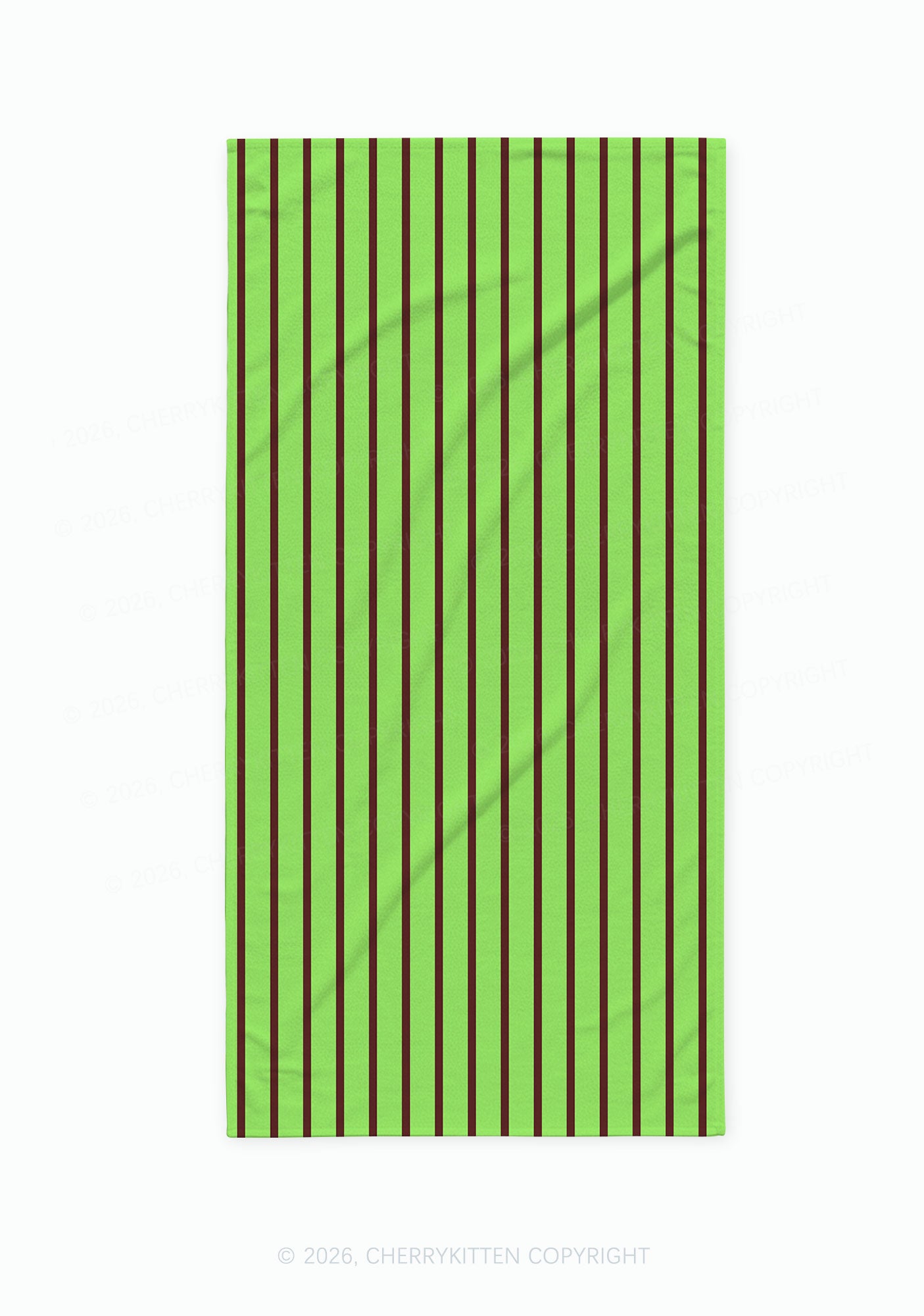 Green Brown Stripes Y2K Beach Towel Cherrykitten